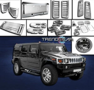 2003-2005 HUMMER H2 CHROME COVER TRIM 36PCS COMBO SIDE VENT TAIL LIGHT GAS TANK - Picture 1 of 2