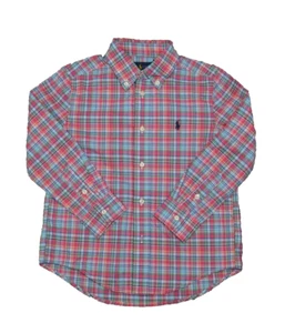 NWT Polo Ralph Lauren Little Boys Plaid Cotton Shirt Red Multi 5/5T - Picture 1 of 3
