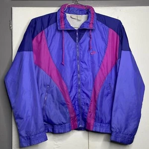 Chaqueta cortavientos vintage Nike para mujer cremallera completa pequeña bloque de color púrpura años 90 - Imagen 1 de 7