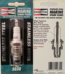 Champion Marine Spark Plug 5838 Stainless Steel Replaces: L78V 833 833M 838 838M - Picture 1 of 2