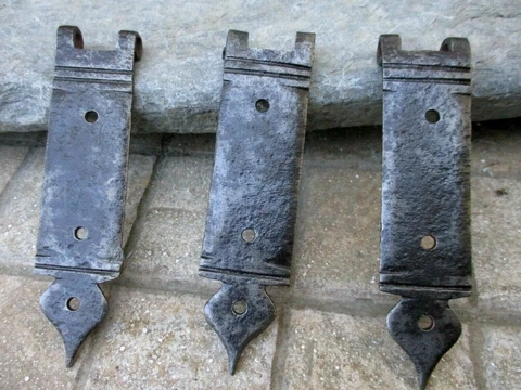 Antique 18th Century Lot 3 Rustic Iron Hinges Old Furniture Hardware Cover Cover