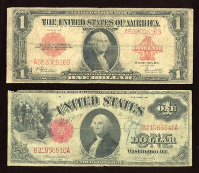 Random set of 1923 $1 Red Seal Note and $1 1917 Legal Tender Note - Image 1 of 2
