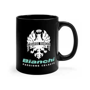 Bianchi Passione Celeste Logo Coffee Tea Black Mug - Picture 1 of 2