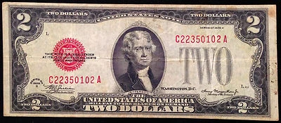 1928-D Circulated MULE $2 Two Dollar Bill US Currency 1928D United States Note - Image 1 of 4