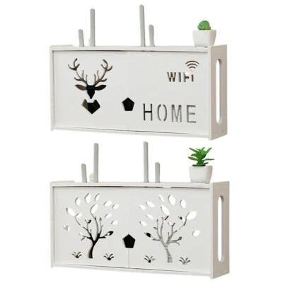Large Wireless Router Rack Living Room Wall-Mounted WiFi Storage Box Decoration - Image 1 of 4