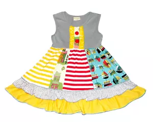 New GIRLS 3-4 MULTICOLOR GINGHAM RUFFLE MIXED PRINT PANEL SUMMER TANK DRESS - Picture 1 of 3