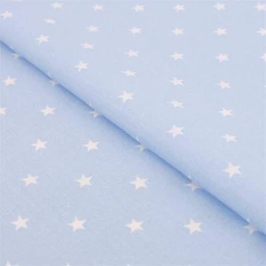 Stoff Meterware Sterne Weiß auf Hellblau Baumwolle Dirndl Kinder Stars Deko - Bild 1 von 4