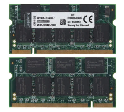New Kingston 2GB 2X 1GB DDR-333MHZ PC2700 200PIN CL2.5 SO-DIMM`RAM Laptop Memory - Image 1 of 4