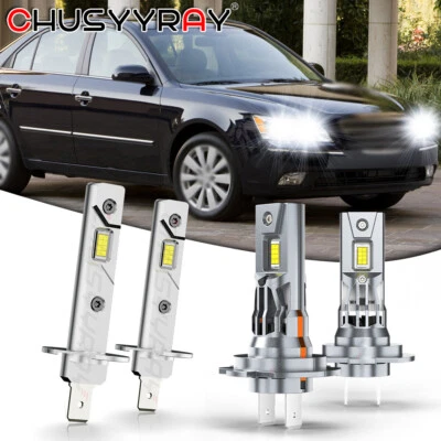 H1+H7 LED Headlight High Low Beam Bulbs 6000K For Hyundai Sonata 2002-2007 2008 - Изображение 1 из 4