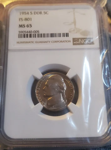 1954 S 5c DDR FS-801 NGC MS65 DOUBLE DIE REVERSE  ERROR Cover