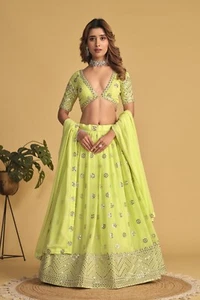 Party Wear Indian Lengha New Wedding Bollywood Pakistani Designer Lehenga Choli - Picture 1 of 8