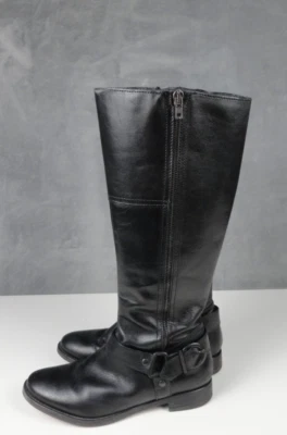 Botas de montar ALDO de cuero negras con puntera redonda y cremallera lateral hasta la rodilla para mujer talla 7 Foto 1 de 4