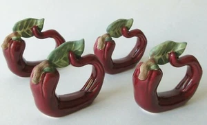 4 Red Chili Pepper Napkin Rings Porcelain or Bone China Philippines Chile - Picture 1 of 9