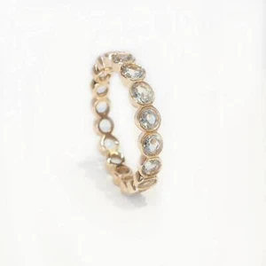 1.80 Ct Aquamarine Eternity Bezel Ring 14k Solid Yellow Gold - Picture 1 of 6