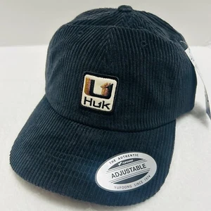 Huk Full Corduroy Fishing Strap Adjustable Hat Cap Black Outdoors Workwear - Picture 1 of 5