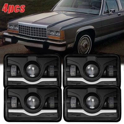 4x 4x6 英寸 LED 车头灯高/低 DRL 适用于雪佛兰 Monte Carlo 80-1988 El Camino — 第 1/4 张图片