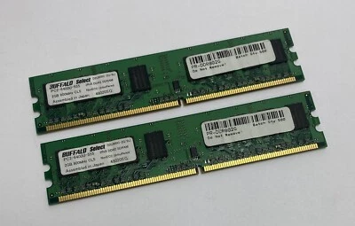 4GB Kit (2 x 2GB) Buffalo D2U800C-2G/BJ PC2-6400U 800MHz DDR2 Computer Memory - Image 1 of 3
