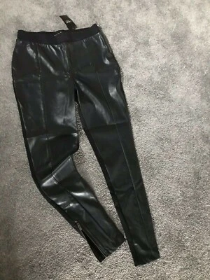 NEXT PU Leather Skinny Fit Trousers / Jeggings  | Zip Ankle | Black UK 10 NWT - Image 1 of 4