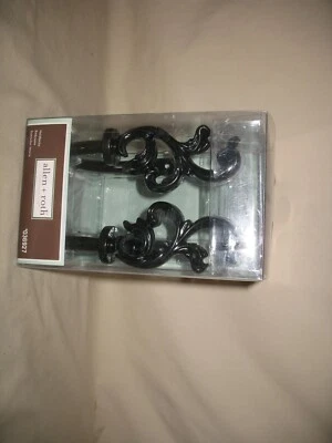 2 Corbatas de Cortina Montadas en la Pared para Ventana Corbatas Metal NEGRO BRILLANTE Foto 1 de 3