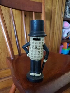 Vintage Antik Pflanzgefäße Mr. Peanut Gusseisen Sparschwein Münze Lebensmittel Werbung - Bild 1 von 3