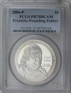 2006-P Ben Franklin Founding Father Commemorative Silver Dollar PCGS PR70DCAM - Picture 1 of 1