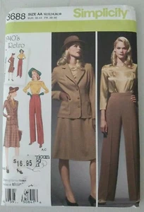 3688 Simplicity Pattern 1940’s Retro Ladies Suit Ensemble - Picture 1 of 2