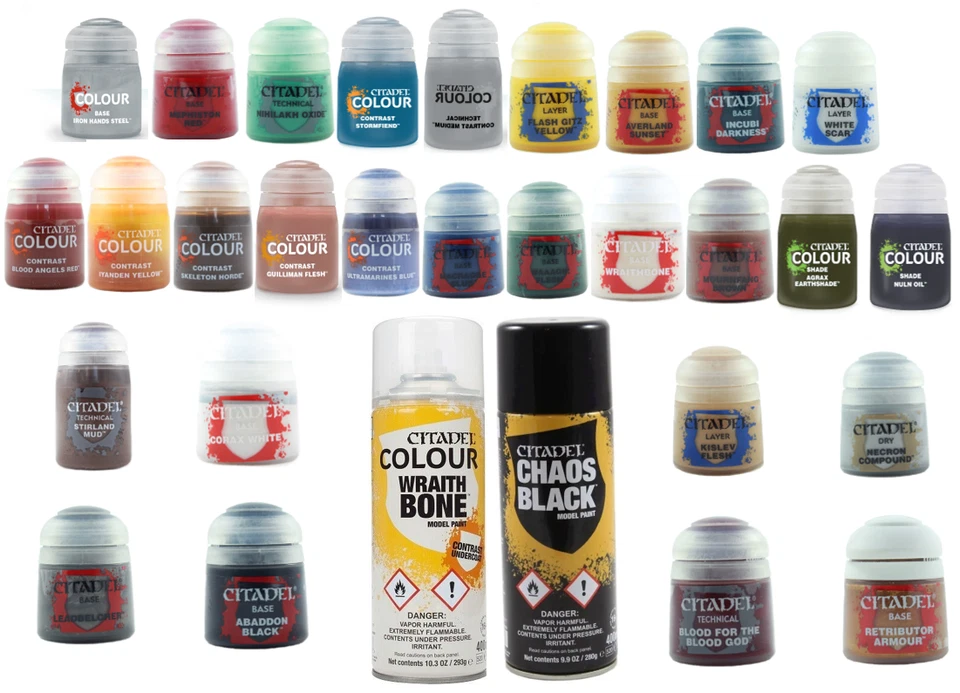 CITADEL COLOURS - Base, Layer , Contrast, Shade & Spray Paints by Games Workshop