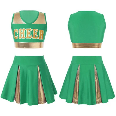 Kids Girls Outfits Cheerleading Set Tennis Dancewear Holiday Cheer Leader - Image 1 of 4