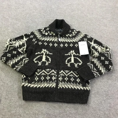 Suéter Brooks Brothers Para Hombre Mediano Marrón Donegal Lana Cowichan Cremallera Completa Tejido Foto 1 de 4