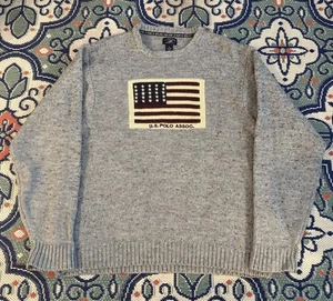 vintage US POLO ASSOC FLAG sweater Mens XL 90s y2k knit acrylic wool ASSOCIATION - Picture 1 of 5