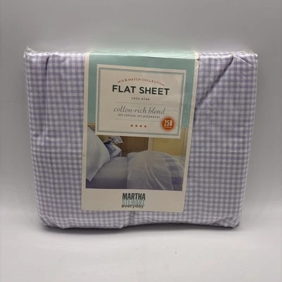 Martha Stewart Twin Flat Sheet  Wisteria Gingham New Check NIP - Image 1 of 4