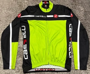 T137 Castelli Velocissimo Equipe Jacket Zip Fleece Lined Lime Black Mens XL VGC - Picture 1 of 13