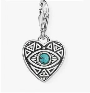 Thomas Sabo Amor Afecto Turquesa Ojo Nazar Corazón Dije Colgante PVP £38 Nuevo - Imagen 1 de 5