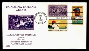 DR WHO 1982 FDC BASEBALL SPORTS JACKIE ROBINSON GLEN CACHET COMBO #855 m00720 - Picture 1 of 2