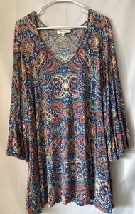 Rose & Olivblau Blumenmuster Bluse Glockenärmel Oberteil Damen Größe 2X - Bild 1 von 6