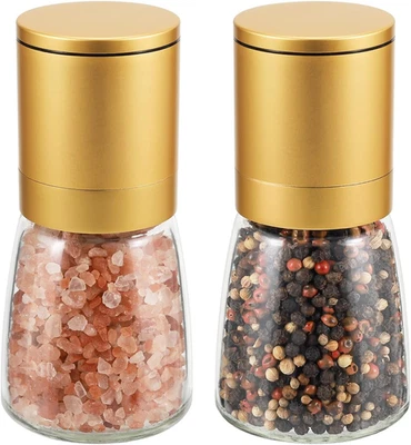 Molinillo de sal y pimienta de oro - Gr de especias de latón de cerámica de tosquedad ajustable Foto 1 de 4
