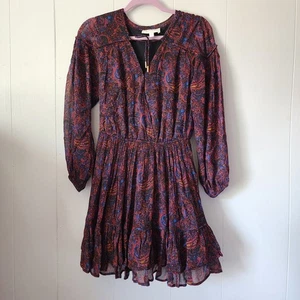 Whimigoth Fee Herbst fließend Rüschen Flare transparent Cleobella Minikleid Paisley S - Bild 1 von 13