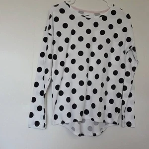 Old Navy Sz XXL 16 Y2K Softest Tee White and Black Polka Dot Stretchy Top - Picture 1 of 9