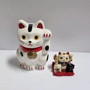 Vintage Japanese MANEKINEKO Lucky Charm Figurines  - Small *READ DESCRIPTION* - Picture 1 of 12