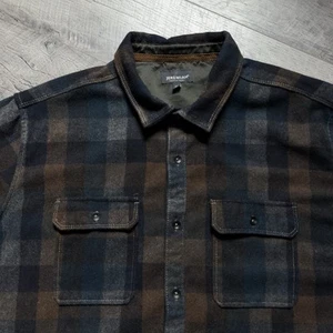 Jeremiah Shirt Men XL Brown Plaid Flannel Wool Blend Fleece American Legacy - Picture 1 of 13