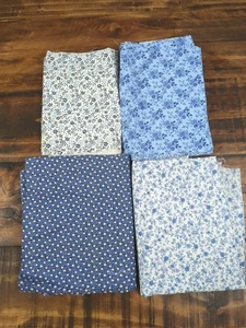 Lotto di tessuti, floreali, sfumature di blu, 9,4 oz - Foto 1 di 5