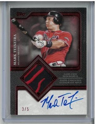 Mark Teixeira 2025 Topps Flagship Autographed Game Used Patch Red #3/5 Auto ATL - Image 1 of 2