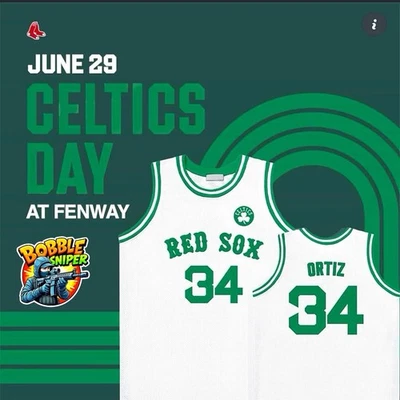 Camiseta deportiva de baloncesto DAVID ORTIZ Boston Red Sox "Celtics Day" XL Fenway Park🍀 Foto 1 de 4