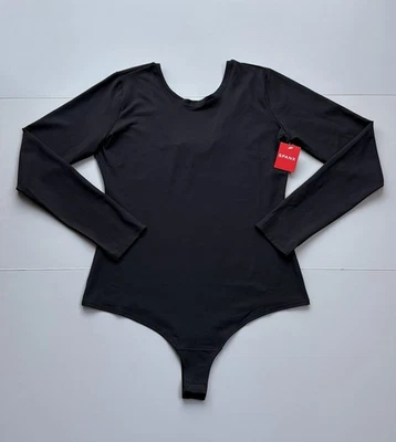 Spanx Women XL Scoop Neck Long Sleeve Body Suit Black 20329R Slimming Minimalist - Image 1 of 4