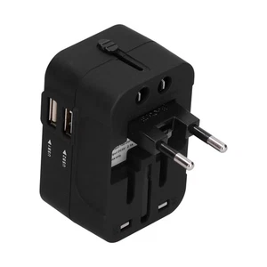 Reiseadapter schwarz weltweit - Mit 2 USB Ports Converter - Bild 1 von 24