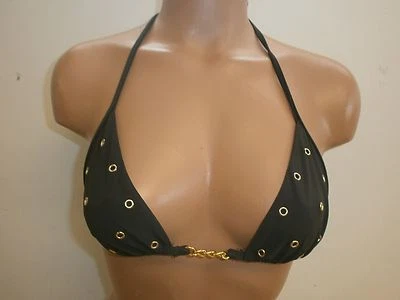 Sexy Top de Bikini Sauvage Marrón Dorado Cadena Ojal Tachonado Artículo Pequeño #751L Foto 1 de 3