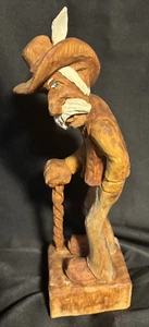 Hand Carved Caricature Wood Cowboy Signed C. Cooke Willies Last Ride 2005 - Picture 1 of 6