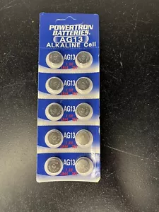 New In Package Lot Of 9 Powertron AG13 Alkaline Coin Cell Batteries 90 Total - Picture 1 of 3