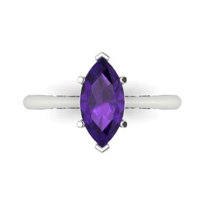 1.5 tcw Marquise  Vintage Engagement Ring, 14K White Gold Natural Gemstone - Image 1 of 4