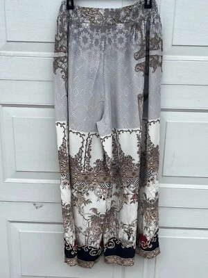 Mujer Moda Baronessa Seda Piernas Anchas Tirar Pantalones Talla L Foto 1 de 4